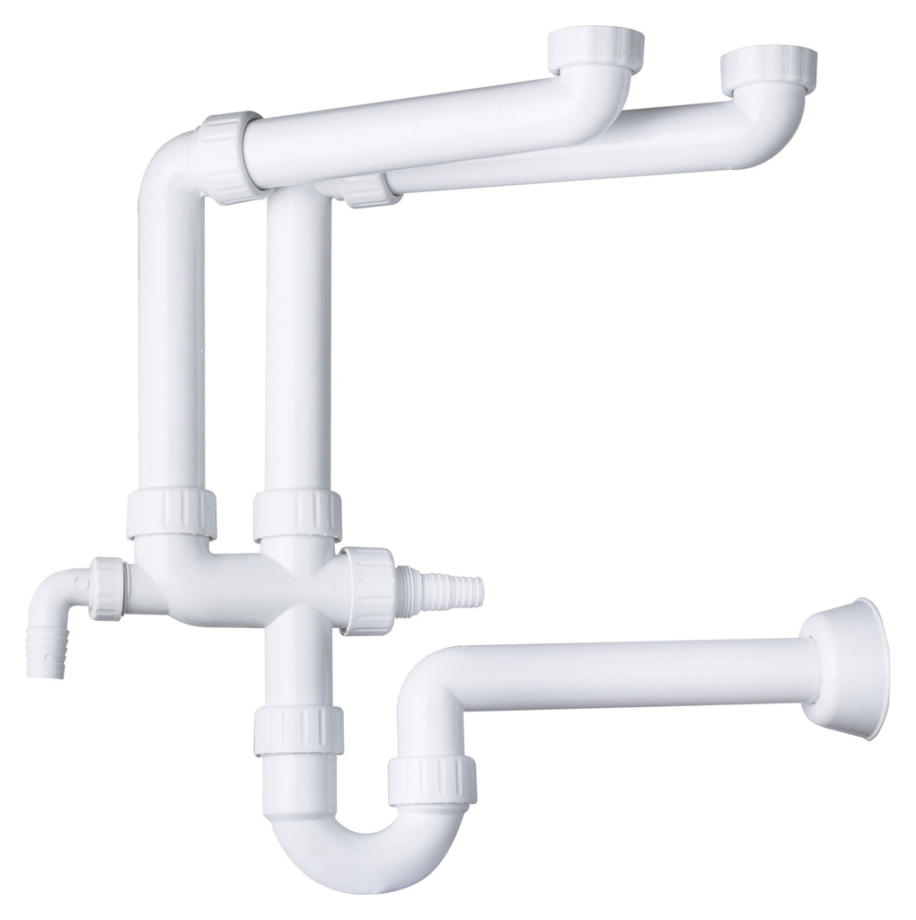 SIFONE SALVA-SPAZIO PP PER LAVABO 2 VASCHE 2 ATTACCHI LAV. D40 1"1/2
