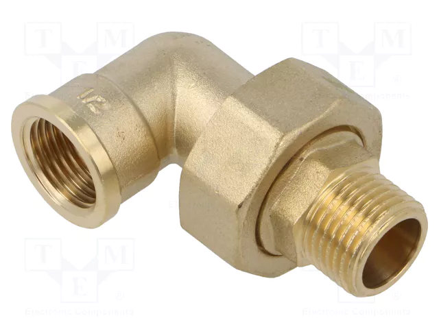 GOMITO 90° M.F. DA 1/2" CON BOCCHETTONE OTTONE GIALLO 
