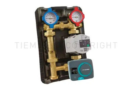 GRUPPO DI MISCELAZIONE CON SERVOMOTORE COMPLETO DI REGOLATORE ELETTRICO A PUNTO FISSO PER  IMPIANTI A FANCOIL -ATTACCHI 1"1/2 M 