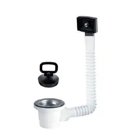 [IMAPLP112Q] PILETTA PER LAVELLI 1"1/2 CON TROPPO PIENO  RETTANGOLARE+PIASTRINA INOX E TAPPO D.52