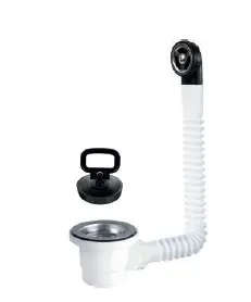 [IMAPLP112T] PILETTA PER LAVELLI 1"1/2 CON TROPPO PIENO  TONDO+PIASTRINA INOX E TAPPO D.52 